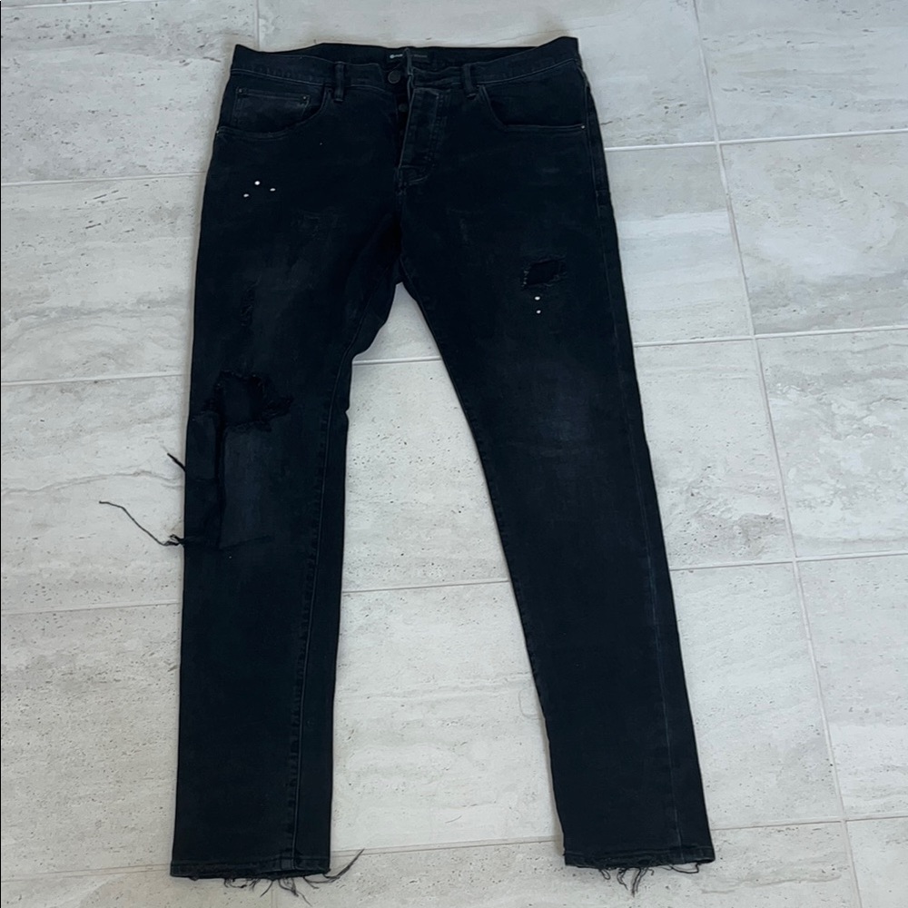 Purple Brand Men's Black Distressed Jeans